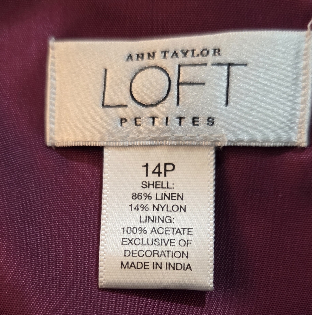Ann Taylor Loft Petites Mini Dress,14P, Strap Or Strapless, Pinkish Red
